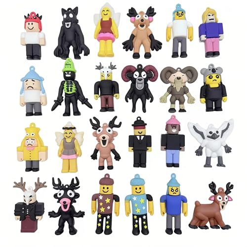 SENPOWER 24PC 99 Nights in The Forest Action Figure Toys 1.8-2.7 Inch Deer Monster Owl Ram Figures Brainrot Toys Valentines Day Gifts for Kids Birthday Party Favors Decorations
