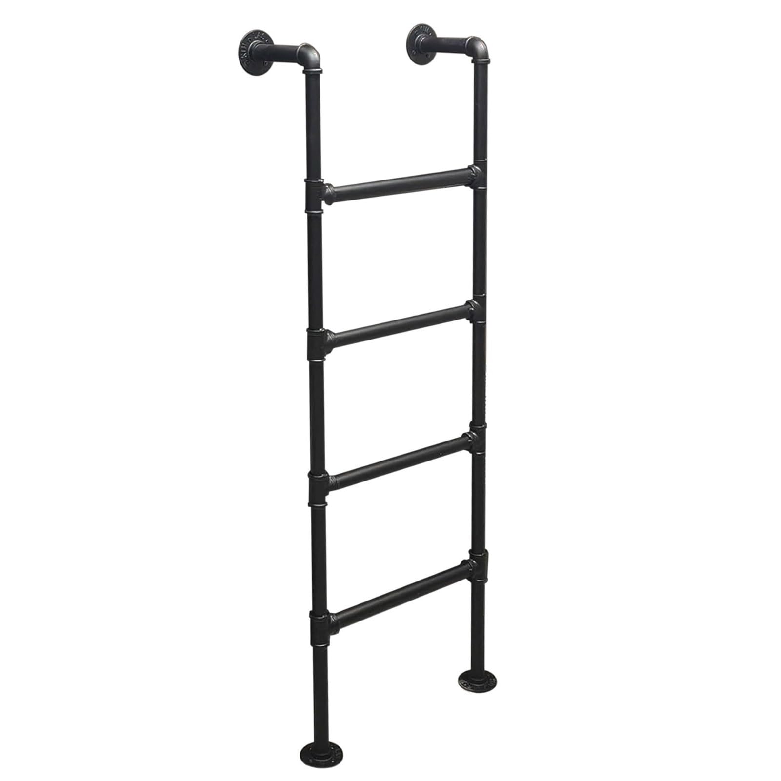BYFSRUS Industrial Black Ladder 1m2.7m WallMounted Attic Stairs HeavyDuty Iron Pipe Emergency Exit Ladder for Basement Windows RV Bunk Bed Access (290cm/114in)
