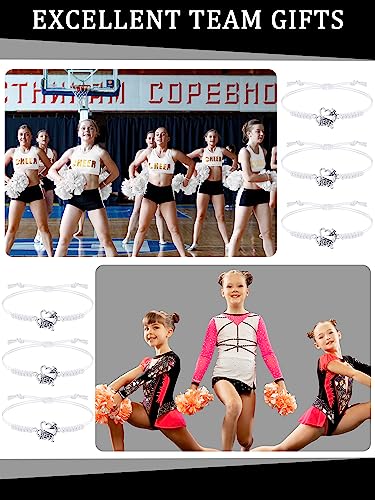 Image of Inbagi 48 Pcs Cheer Team Gifts Bulk Cheerleader Bracelet Party Favors | Adjustable, Jewelry Accessories, Squad Gifts for Team Members, End of Season Appreciation, Braided Cord with Heart Charm