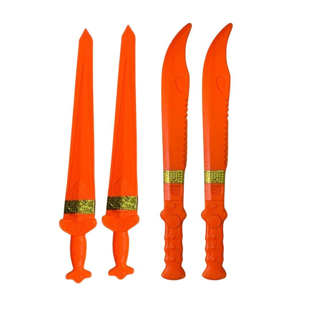 Vidhyapati Plastic Weapon Role Play Toy for Kids | Smooth Edges Activity Toy. (2-Khanjar/2-Talwar (Combo - 4 Pcs))