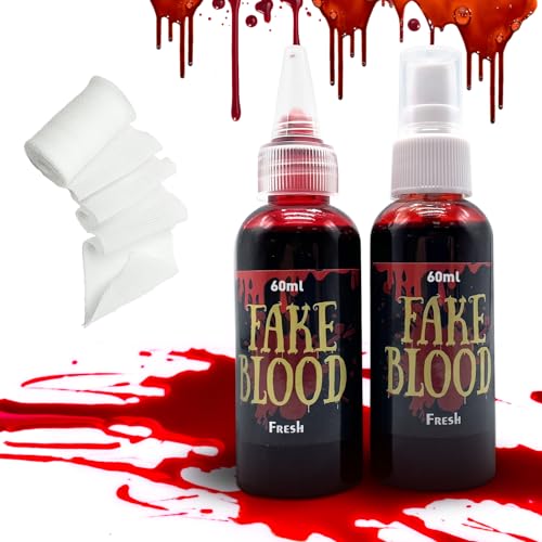 Pardofelis Sangre Falsa Halloween, Sangre Falsa para Ropa, Lavable, Juego de Maquillaje para Escenario con Cicatriz para Halloween Cicatriz Herida Vampiro Zombie Cosplay