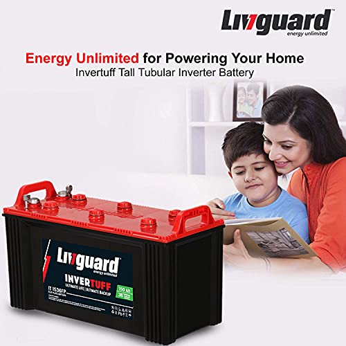 Image of Livguard Invertuff IT 1536 FP 150 Ah, Recyclable Short Flat Plate Inverter Battery for Home, Office & Shops (Black & Red)