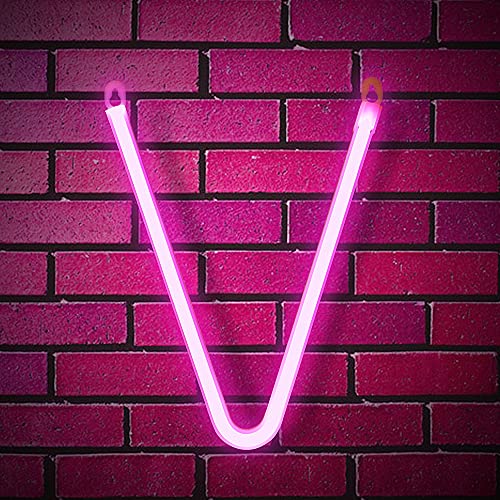 Image of Light Up LED Neon Letters Sign Wall Decorative Neon Lights Warm White Pink Blue Alphabet Marquee Letter A to Z & 0 to 9 (Pink) (V)