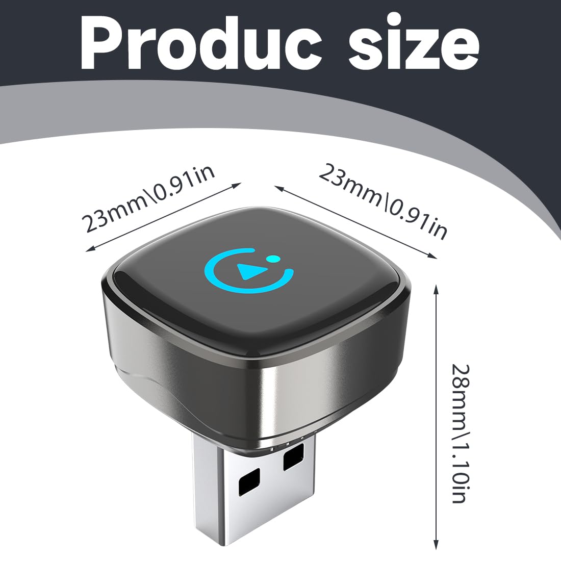 Adattatore CarPlay Wireless per Auto Mini Dongle USB C Plug & Play Compatibile con 98% Veicoli CarPlay e AndroidAuto Cablati Chip WiFi 5.8GHz Bluetooth 5.3 Connessione Rapida 10s iOS