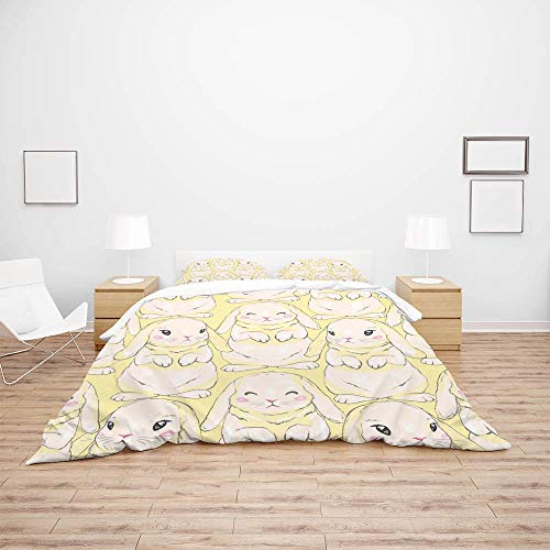 Parure de lit Super King housse de couette jaune polyester - 4