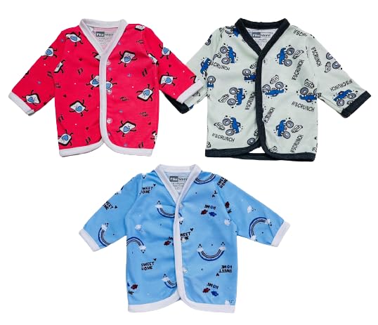 Piku Store Newborn/Infant/Premature/Premie Baby Full Sleeves Front Button Shirt/Zabla Multicolour