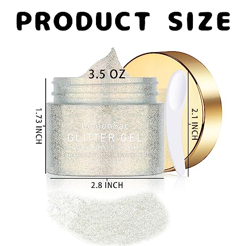 Body Glitter Gel, Glow In The Uv Black Light Biodegradable Fine Glitter Mixed With Gel Makeup - Vegan Hair, Face & Body Glitter Shimmer - Christmas Glitter Makeup - 3.52Oz (Silver) #TOP6