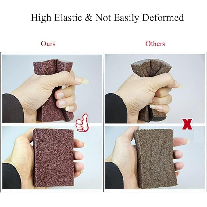 PTSCS Sanding Sponge Block for Kitchen Use, Multipurpose Sand Paper Magic Scrub Sponge Deep Cleaner Eraser Kitchen Tool (Pack of 3) 4