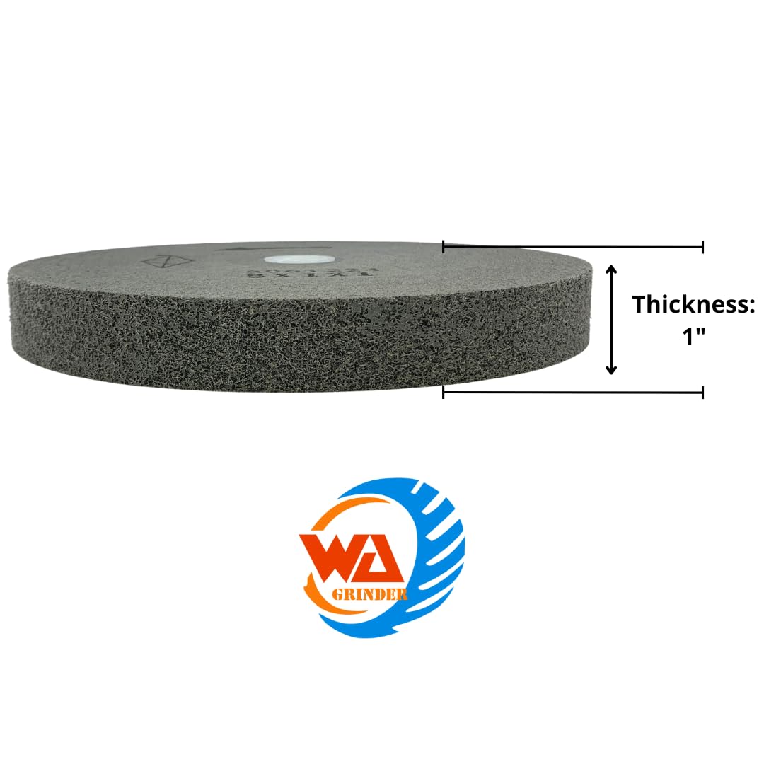 WA - Rueda de molienda de banco de 8 pulgadas, carburo de silicio de fibra de nailon de alta densidad, rueda de desbarbado, vida prolongada, refinamiento eficiente de metal y bordes, ruedas de pulido