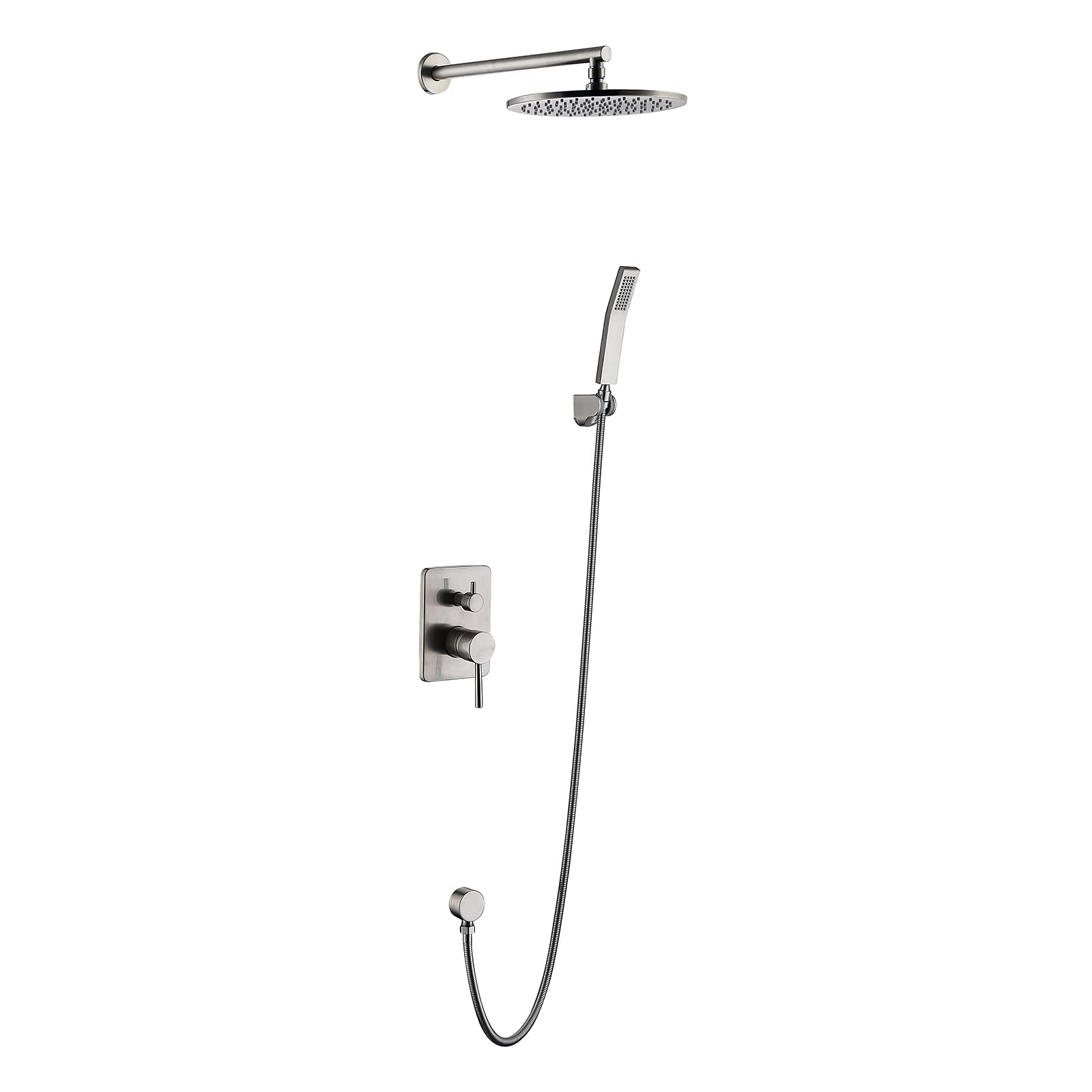 CWCQGH Shower System Brushed Brass Shower Faucet Set Wall Mounted Concealed Shower Mixer Taps Set with 20 cm Rainfall Shower Head and Hand Shower Advanced Air Injection Technology,