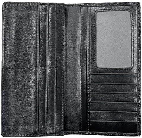 Easyoulife Womens Ladies Genuine Leather Wallet Long Embossing Bifold Wallet Clutch Purse (Black)2