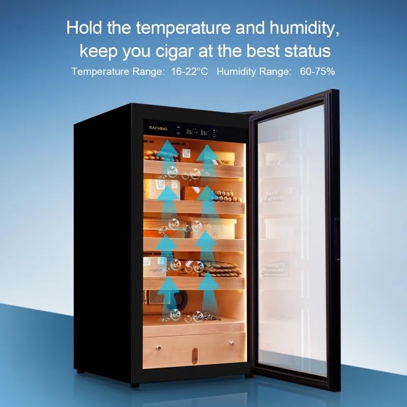 Condition photo showing New/Like New for raching ma50 climate control black wood 400-cigar electric humidor