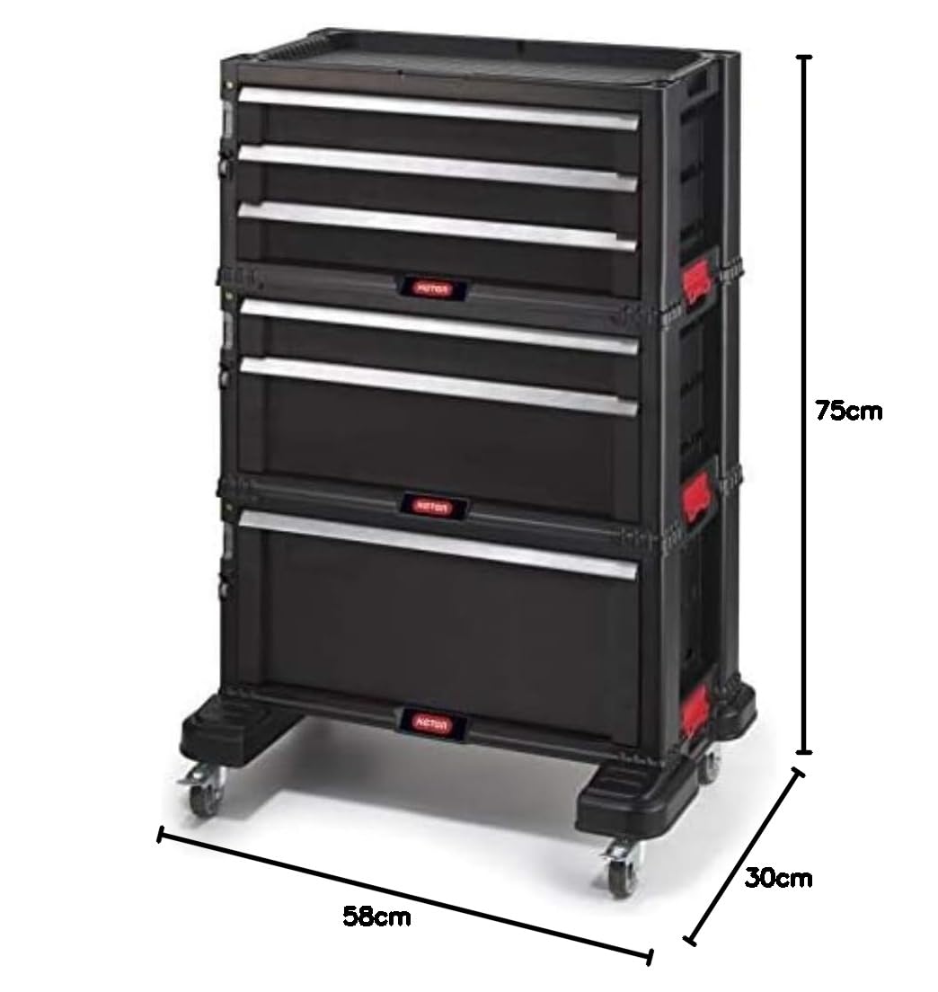 Carrello da officina con 6 cassetti, 59,8 x 37,7 x 83,2 cm