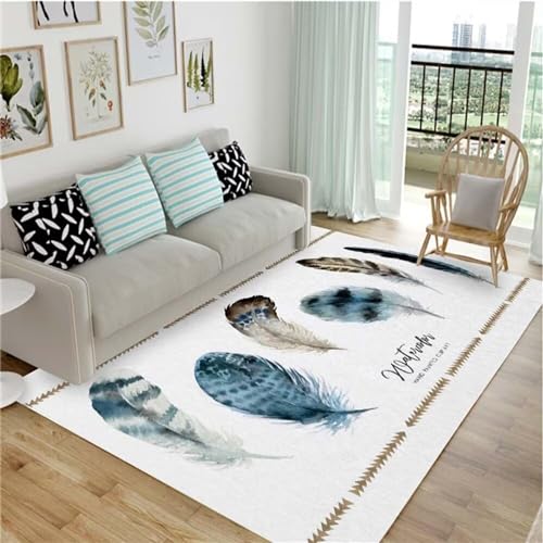 Tapis de bureau au sol blanc et bleu pour salon et chambre