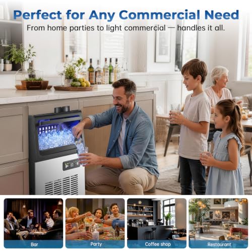 Image of 90lbs Commercial Ice Machine, 18lbs Storage for Bar and Kitchen