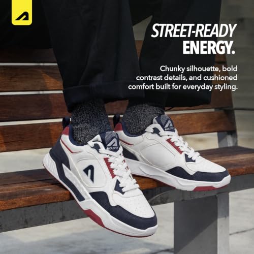 Buy Boldfit Shoes for Man Stylish Sneakers for Man Chunky Street Style Casual Lace Up Shoes for Men Comfortable Sneakers for Boys Lightweight Casual Sneaker Shoe for Men, Navy Red- UK 10 at Amazon.in - Image 4