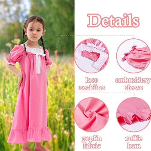 Nightgowns for Girls, Cotton Princess Pajama Dresses, Soft Vintage Sleepwears (Toddler,Kids)4