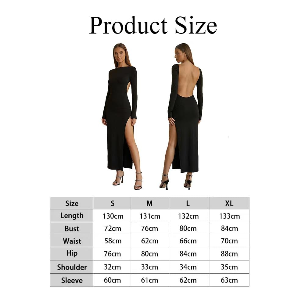 Vestito Donna Maniche Lunghe Slit Maxi Abito in Maglia a Coste Casual Donna Sexy Senza Spalline Aderente Abito da Festa Cocktail Party