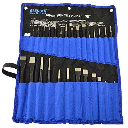 Punch and chisel set/taper/pin/centre/cold chisel 28pc set BERGEN AT138