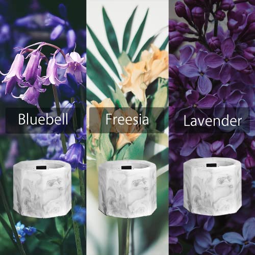 Soy Wax All Natural Essence Oil Candles | Freesia, Lavender, And Bluebell Flower Scented | Marble Style Plaster Cup | Stress Relief, Aromatherapy, Smoke-Free Candles (Lavender) #TOP5