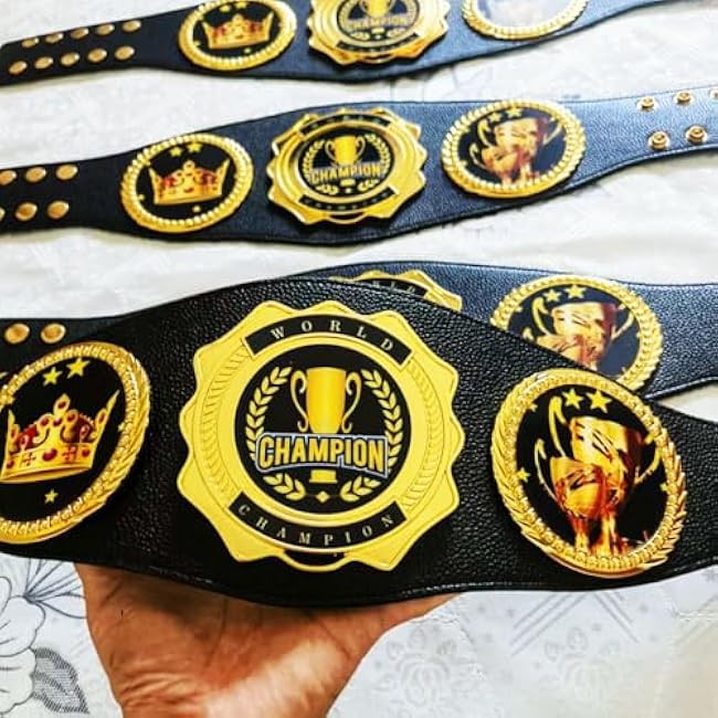 Championship Belt - Football Baseball Softball Soccer Basketball Esports Fantasy Sports Hockey Wrestling Boxing High School College Class Tournament or League Winner Youth Champion Belt