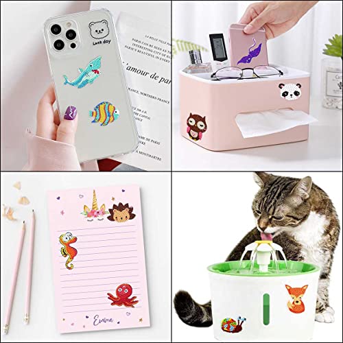 69 Pieces 5D Diamond Painting Stickers Kits For Kids Adult Beginners Art Handmade Crafts Paint By Numbers Gem Mosaic Diy Diamonds Sticker Set For Children Girls Boys Cute Creative Animal Pattern #TOP1
