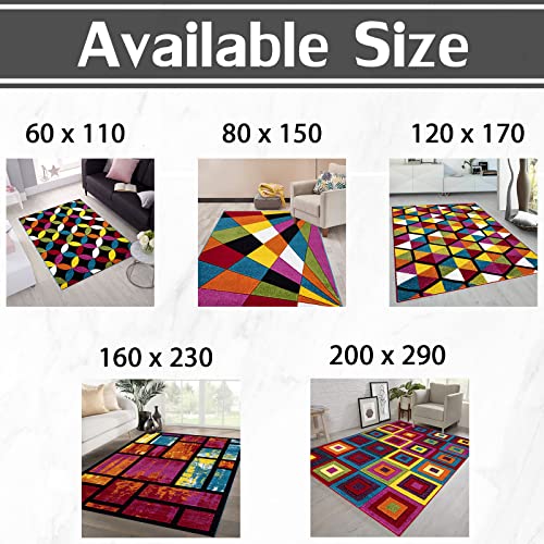renoazul® Multi Colour Carpet Runner Rug for Living Room, Hallway, Bedroom and Office, 160 x 230 cm, Cube, Soft Thick Pile Fluffy Thick Plush Geometric Runner Rug - Cosy Home Interiors renoazul® Multi Colour Carpet Runner Rug for Living Room, Hallway, Bedroom and Office, 160 x 230 cm, Cube, Soft Thick Pile Fluffy Thick Plush Geometric Runner Rug - Image 9