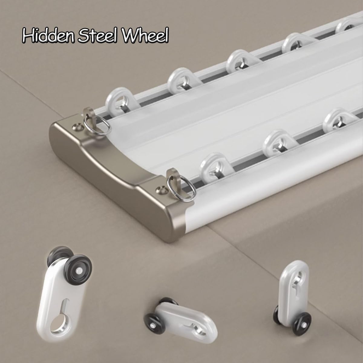 Riel De Cortina Doble Techo Barra De Aluminio Decorativa Para Sala De Estar Guía Deslizante Silencio Polea Con Hoja De Acero Guía Invisible Carril Para Divisor De Habitación(Bla