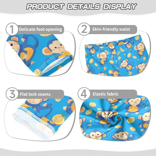 KLL Blue Monkey Pattern Toddler Girls' Athletic Leggings Soft Full Length Dance Pants Sports3