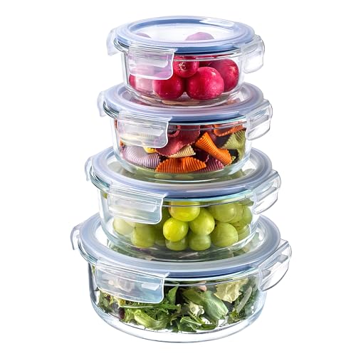 KADAX Glasbehälter Set mit Deckel, 4 Größen 400/620/950/1300 ml, luftdichte Frischhaltedosen aus Glas, Vorratsdosen für Kühlschrank… – Ansicht 1
