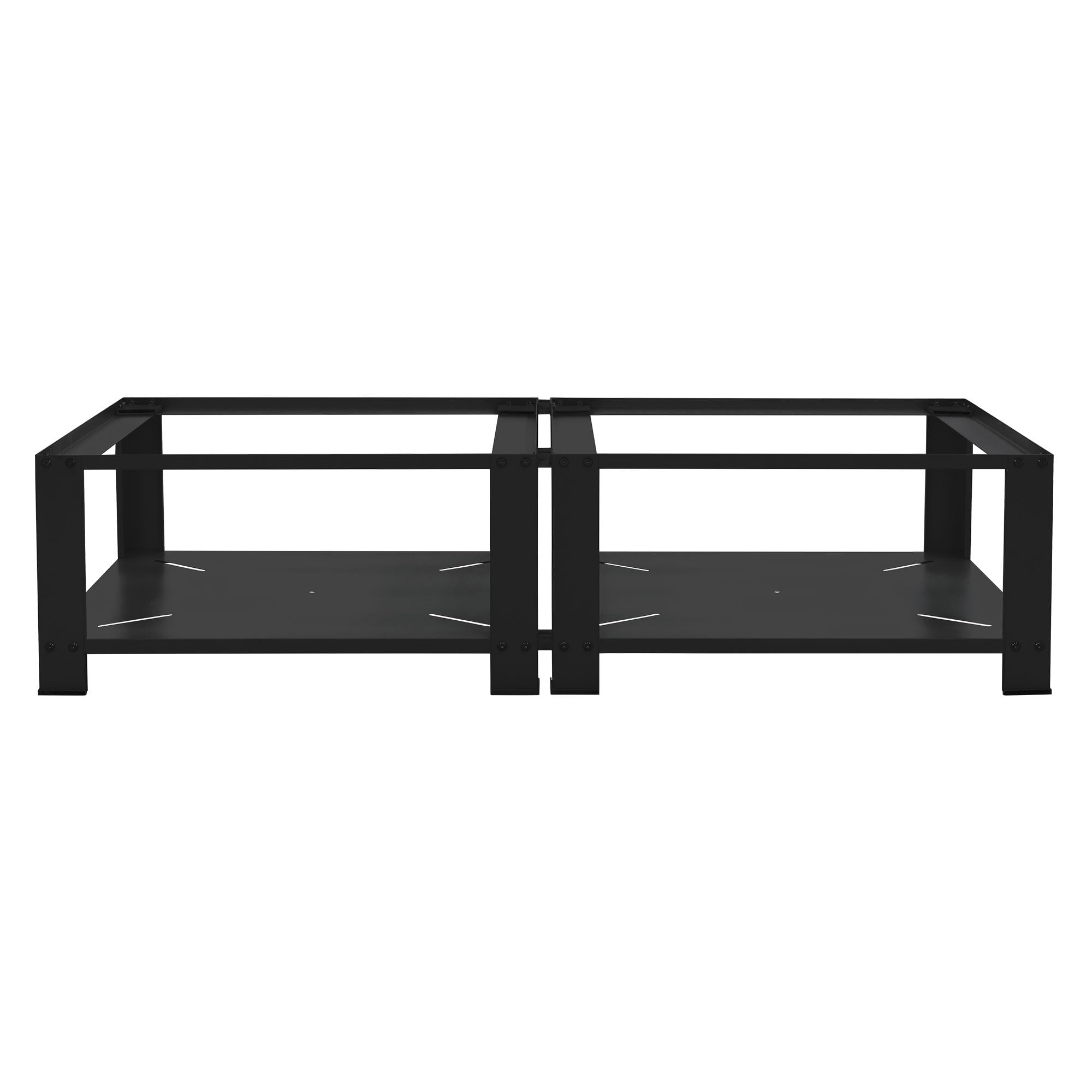 ML-Design Socle pour Machine à Laver Double avec 2 Étagère, Acier, Noir, 128x54 cm, 150 kg, Support Lave-Linge Standard, Pieds Antidérapants, 32 cm Hauteur