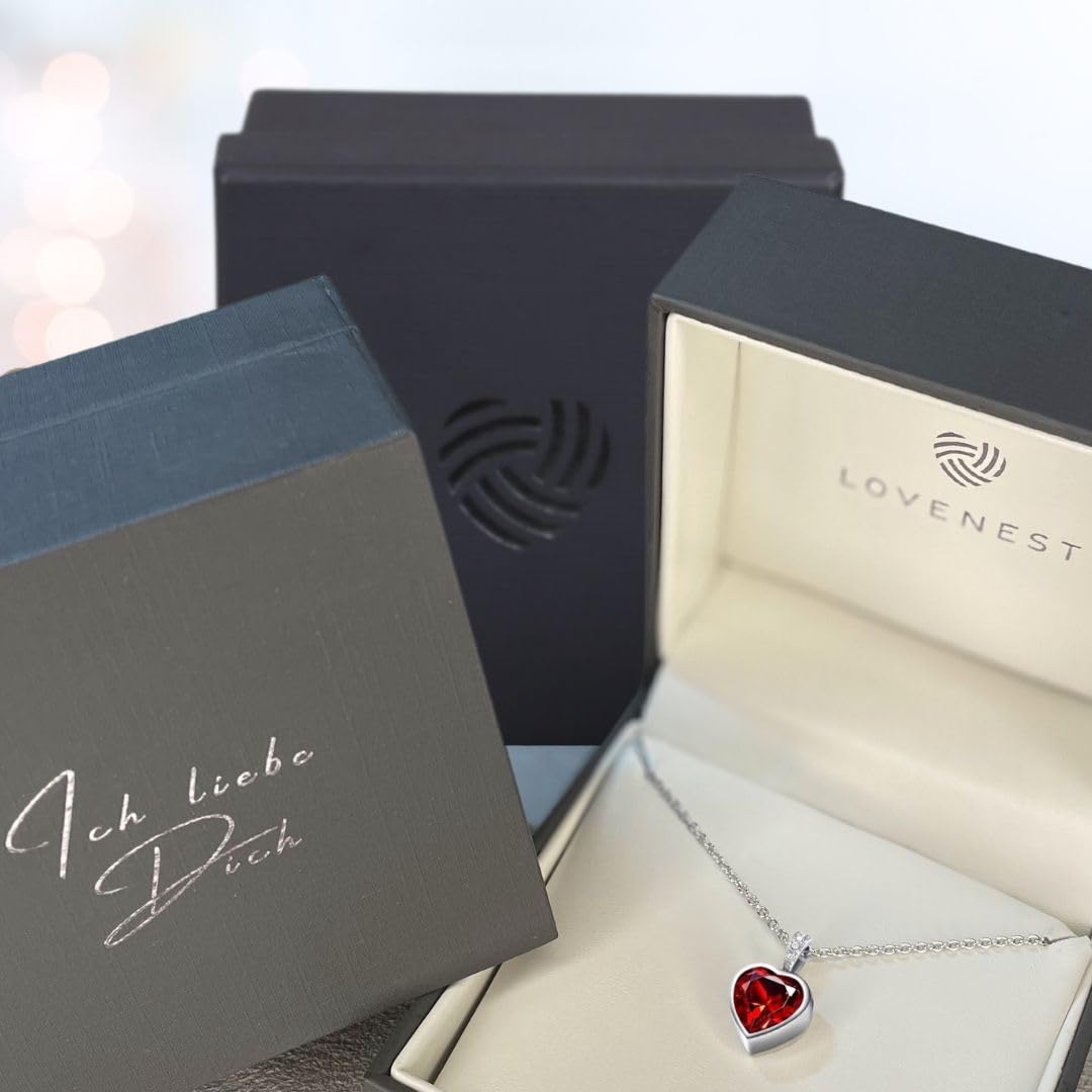 Halskette Damen 925 Silber – Herzkette mit Zirkonia „Ich Liebe Dich“ | Silberkette mit Herz Anhänger – Geschenk für Freundin, Frau zum Geburtstag, Jahrestag & Hochzeitstag – Kette nickelfrei