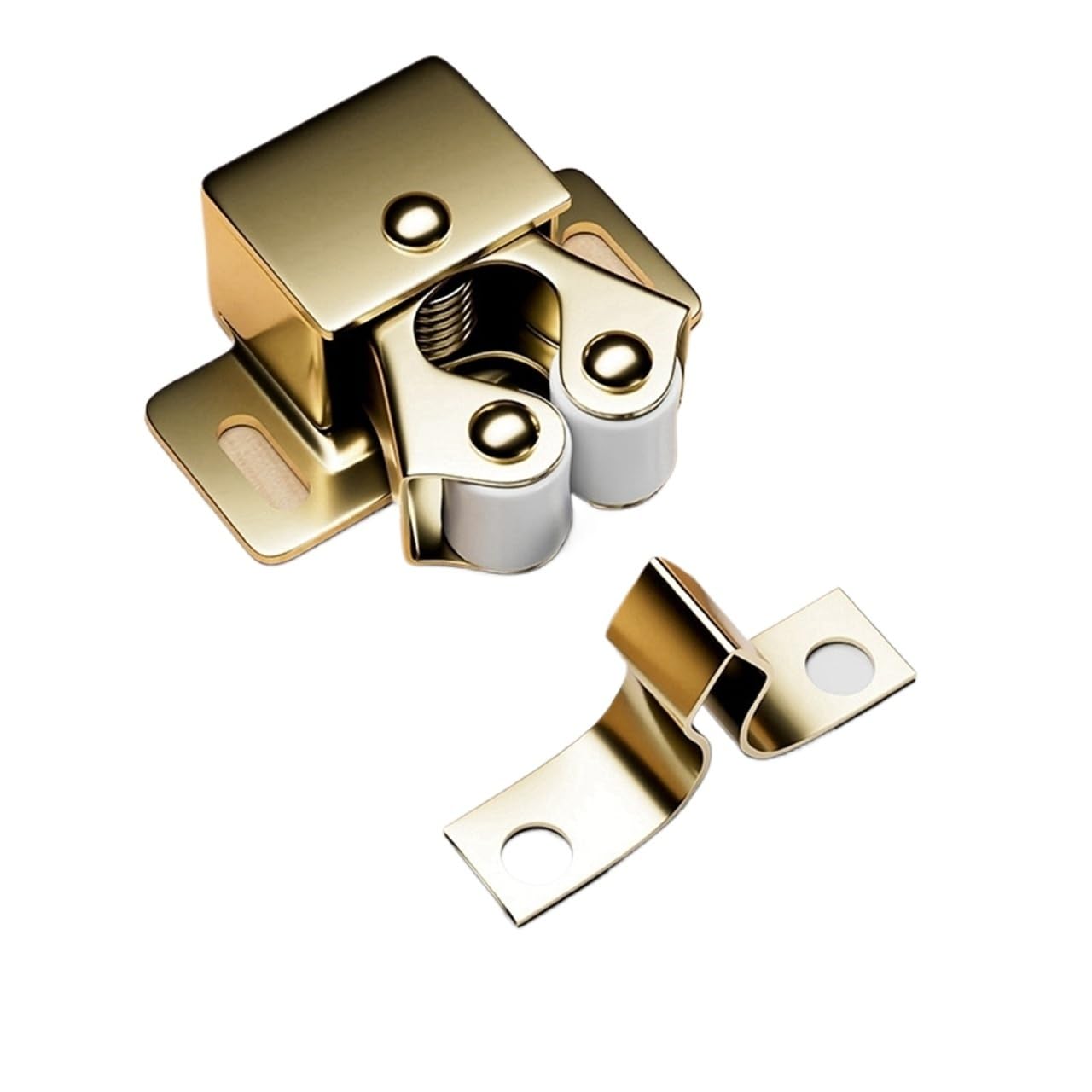 Xctdsvah Gold 5Pcs Cupboard Latch Double Roller Hold Cupboard Cabinet Door Catches With Screws, Catch Latch For Home Furniture(Gold 5Pcs)