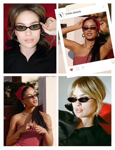 VANLINKER Polarized Retro Oval Sunglasses for Women Small Chic 90s Vintage Style Trendy Slim Narrow Y2k Sunnies VL98733