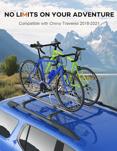 Image of Wonderdriver Lockable 300lbs Roof Rack Cross Bars Compatible with Chevy Chevrolet Traverse 2018 2019 2020 2021,All-Metal Aluminum Heavy Duty Roof Rails Crossbars Cargo Canoe Black Rooftop Luggage.