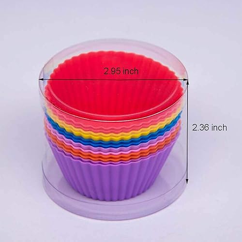 Miniatura 4 de PPUNSON Forros de silicona para cupcakes, moldes para hornear y muffins, paquete de 12, multicolor