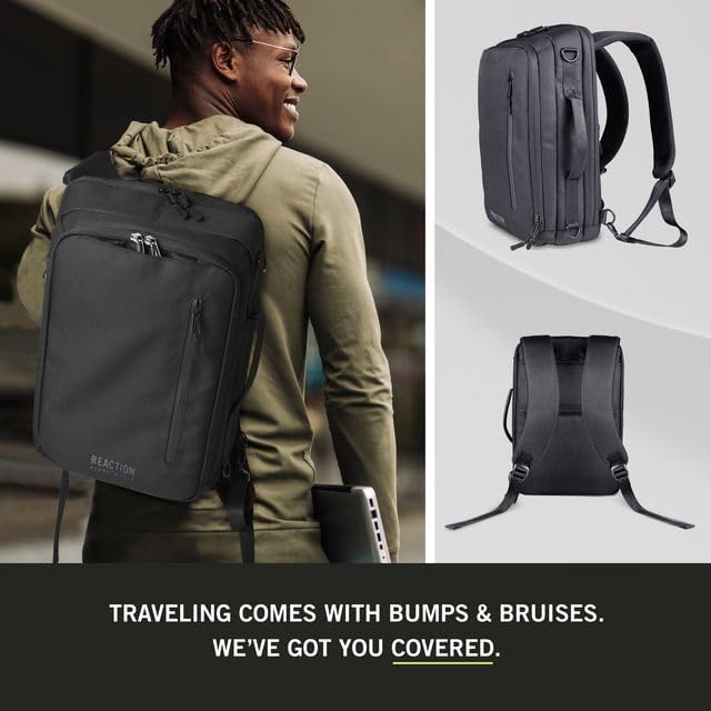 Miniatura 3 de Kenneth Cole REACTION Parker 16" Polyester Tech Covertible MochilaMaletín, Negro