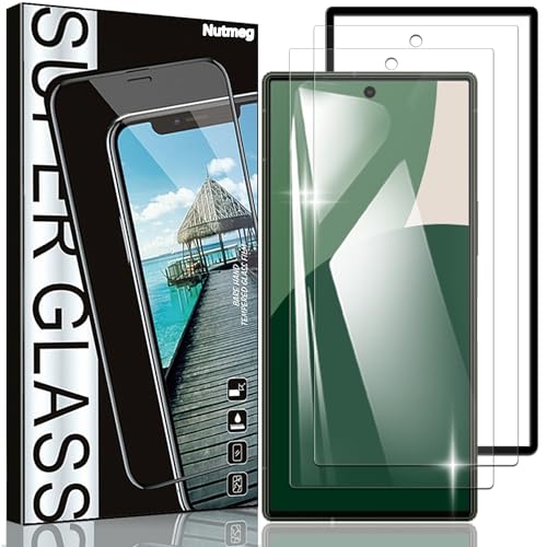 Nutmeg【ガイド枠付き 2枚セット】AQUOS R9/AQUOS R10 用の ガラスフィルム【日本旭硝子素材製】 SH-51E/SH-51F 保護フィルム 強化ガラス 硬度9H 高透過率 高光沢 気泡なし 貼り付け簡単 撥油性 耐衝撃 高感度タッチ