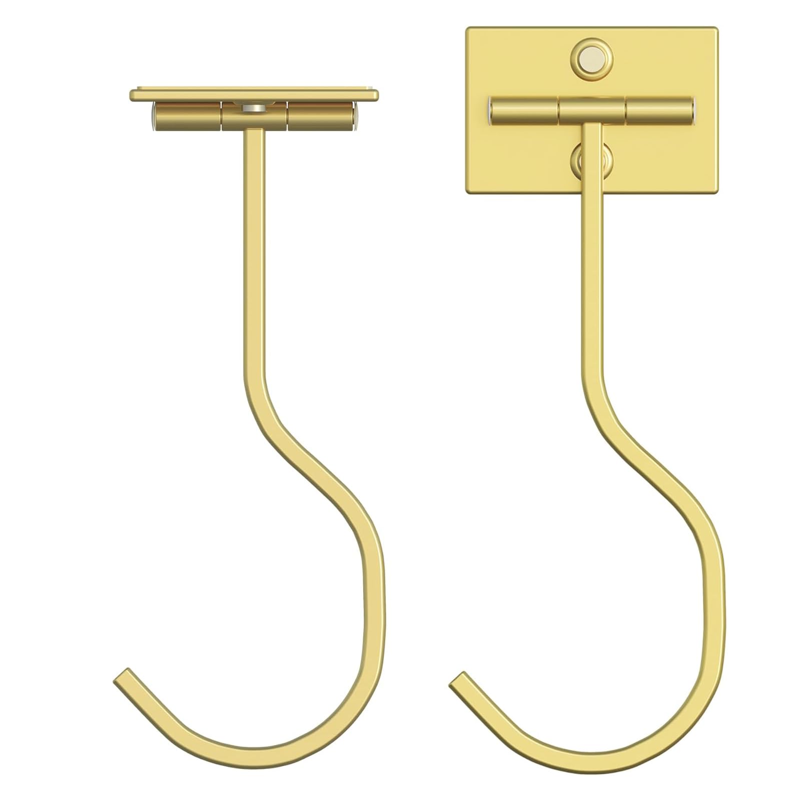 CONVENCY 2 PCS Self Adhesive Banana Hook, Folding Under Cabinet Banana Hanger, Metal Banana Holder for Hanging Bananas, Keep Bananas Fresh, No Drill Space Saving Kitchen Hook, Gold
