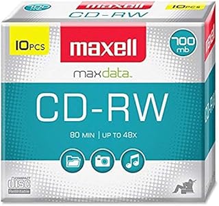 Maxell MAX630011Rewritable CDR 4x CD-RW Media Silver with Slim Cases