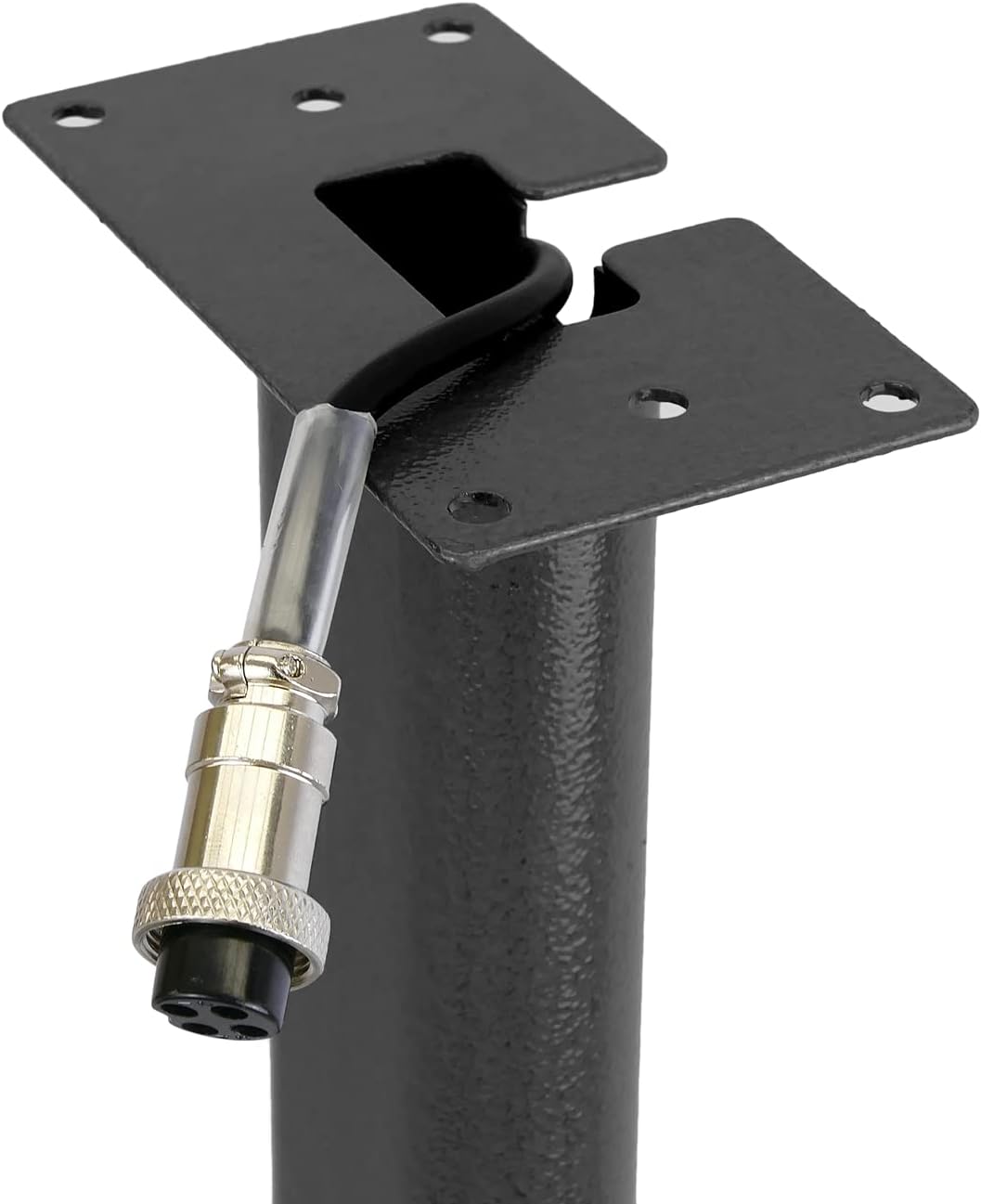 Close-up of the protection screws and the included power cable
