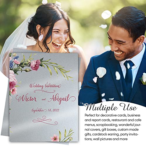 Vabean 200 Sheets Silver Shimmer Card Stock 8.5 X 11 Inch Glitter Metallic Paper 250Gsm Double Sided Grey Metallic Card Stock Printer Paper For Weddings Certificates Birthday Invitations Crafts Diy #TOP3