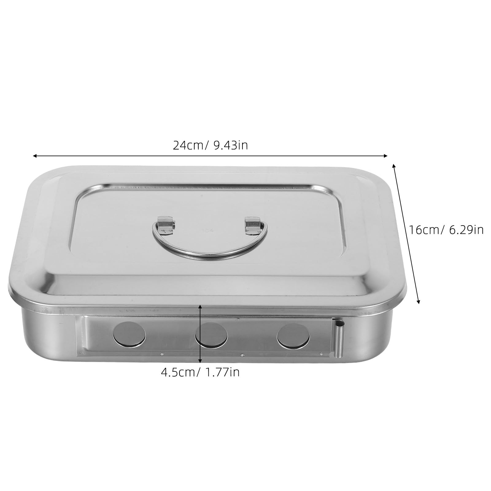 Ciieeo Vassoio Quadrato in Acciaio Inox per Strumenti da Laboratorio con Coperchio Scatola da Laboratorio in Acciaio Inox per Conservazione Strumenti e Campioni