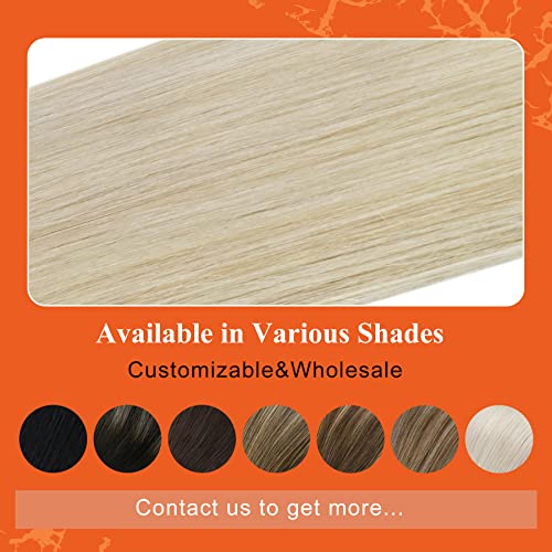 Image of Full Shine Blonde Tape in Hair Extensions Human Hair 18 Inches Color Platinum Blonde 60 Double Sided Tape ins Human Hair Extensions Invisible Skin Weft 20Pieces 50Grams for Women Soft