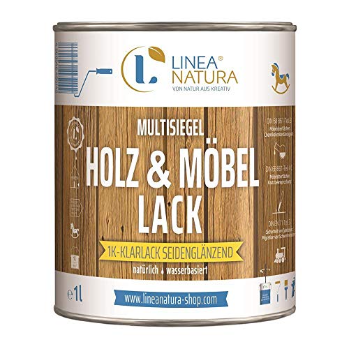 LINEA NATURA® - Holz und Möbellack | Multisiegel Holzschutz Lack | natürlich | wasserbasiert | Klarlack (seidenglänzend, 1L)