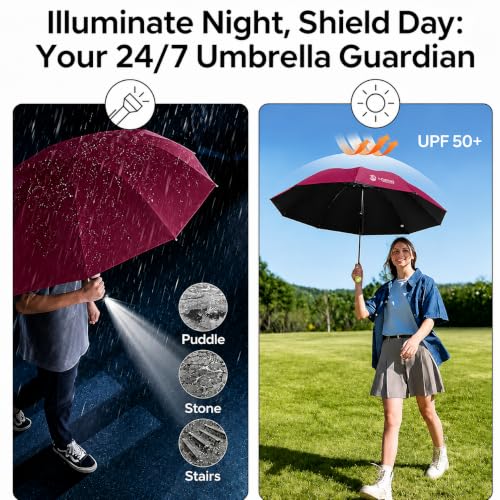 Image of Umbrella, UV Big Size Umbrella for Sun Protection Rain Windproof Strong Large 3 Fold For Men Women Kids Boys Girls Perfect & Stylish Windproof & Compact