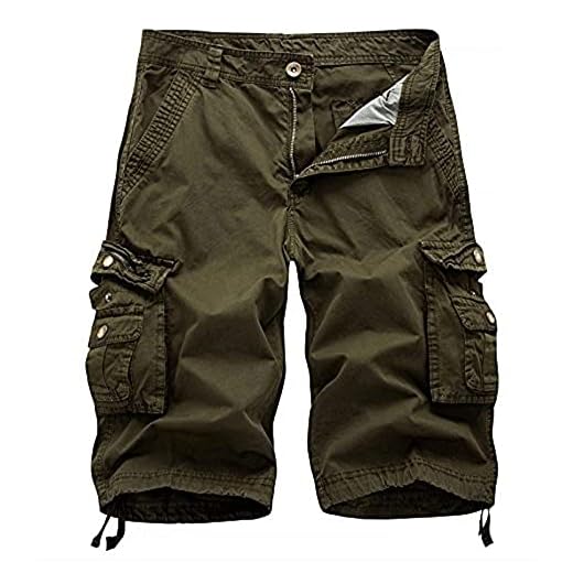 WSLCN bermuda cargo masculina retrô baggy cropped short de praia casual combate ao ar livre, G, Waist 31.5" (Asian 31)
