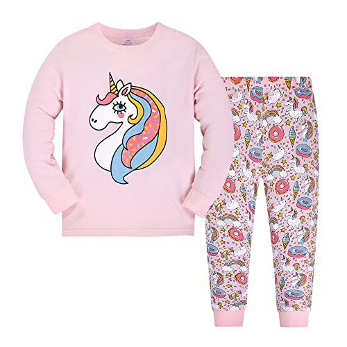 Niñas Pijamas de Navidad Unicornio Ropa de Dormir 2 unids Manga Larga Tops +...