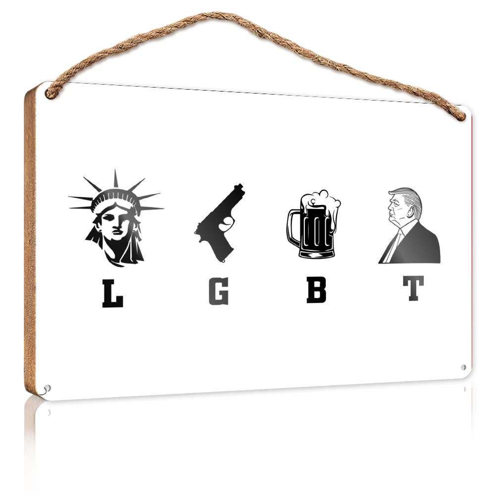 Wooden Hanging Wall Sign Banger-Lgbt-Liberty Guns Beer Wooden Sign Door Sign For Home New Home Gifts For Home(15X28CM)