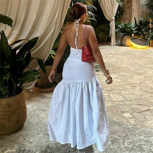 Womens Summer 2 Piece Maxi Skirt Sets Sexy Halter V Neck Backless Thong Bodysuits Wrap Beach Cover Ups Vacation Outfits3
